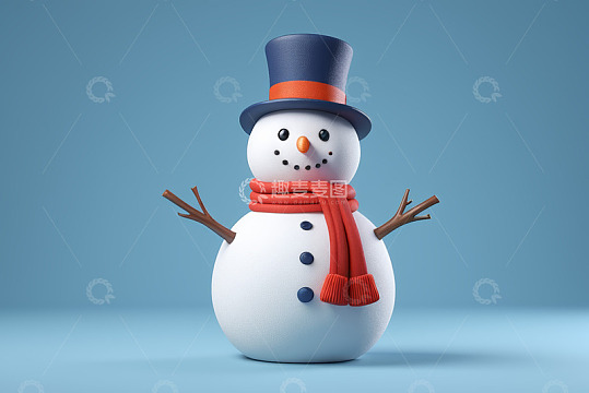 戴帽围巾的卡通雪人