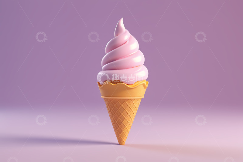 高清大图下载【趣麦麦图】粉色冰淇淋华夫甜筒