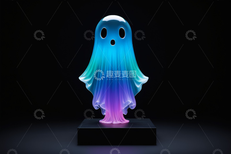 高清大图下载【趣麦麦图】渐变色彩幽灵摆件特写