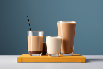 不同玻璃杯装的饮料静物图