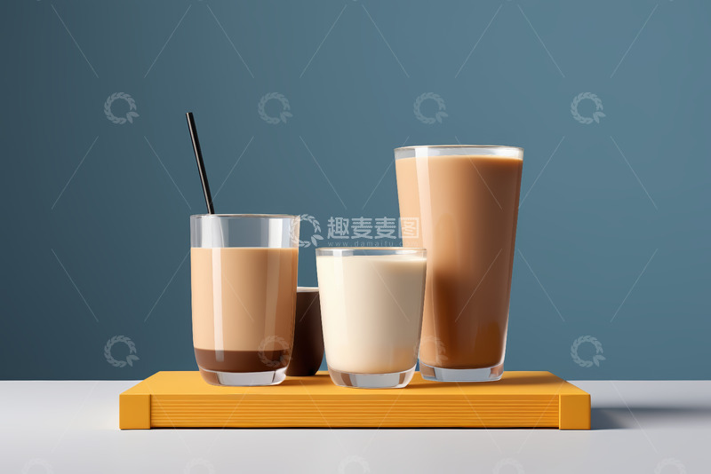 高清大图下载【趣麦麦图】不同玻璃杯装的饮料静物图