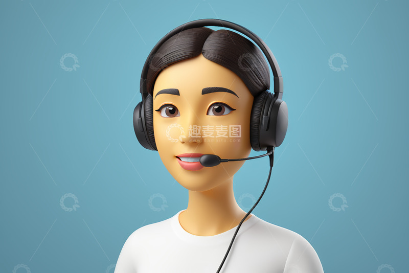 高清大图下载【趣麦麦图】戴耳机卡通女性形象