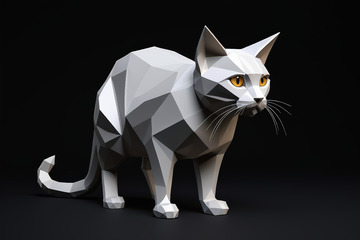 低多边形风格3D猫素材