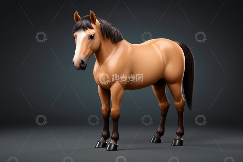 高清大图下载【趣麦麦图】卡通风格站立的马素材