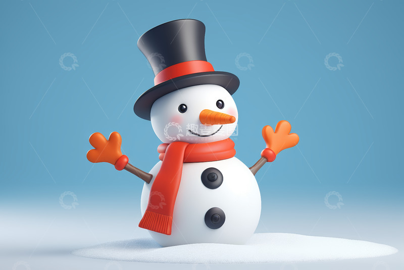 高清大图下载【趣麦麦图】戴帽围巾雪人卡通形象