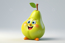 卡通形象的微笑梨子