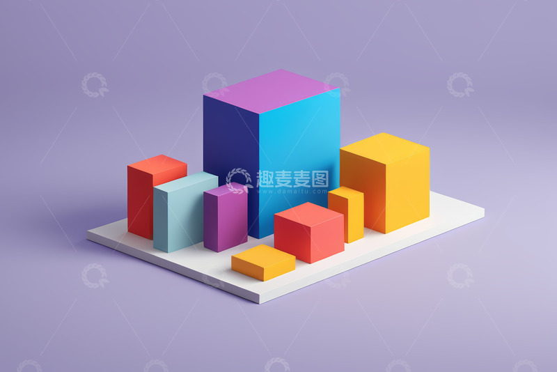 高清大图下载【趣麦麦图】彩色立体几何方块组合