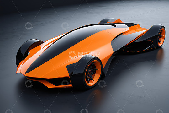橙色未来概念跑车展示