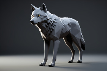 低多边形风格狼模型