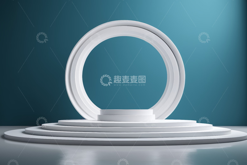 高清大图下载【趣麦麦图】白色圆形立体展示台背景