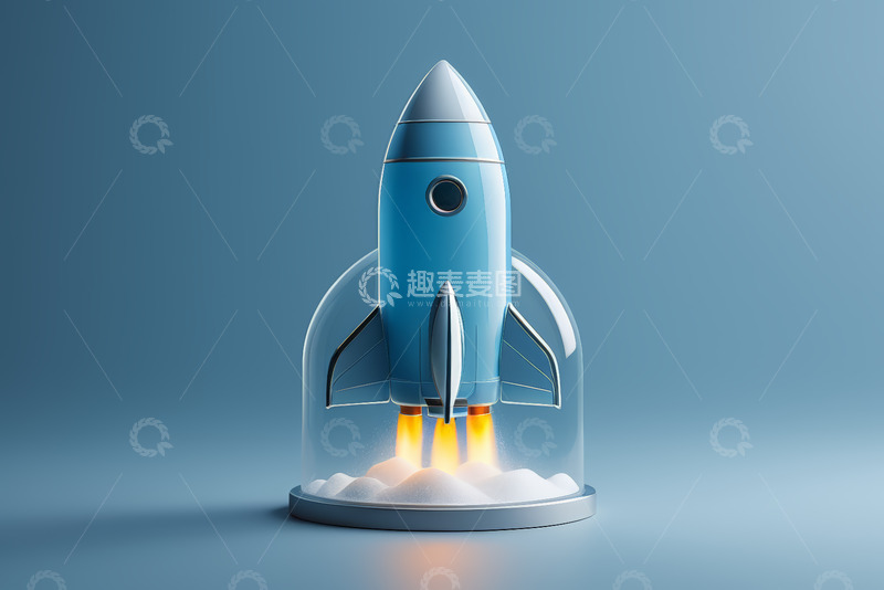 高清大图下载【趣麦麦图】玻璃罩内起飞的火箭模型