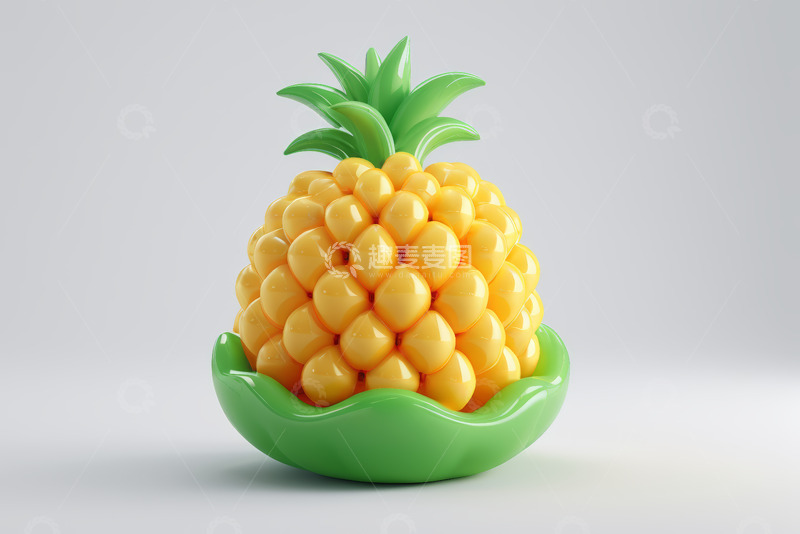 高清大图下载【趣麦麦图】3D立体黄色菠萝模型