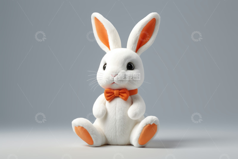 高清大图下载【趣麦麦图】可爱白色兔子玩偶特写