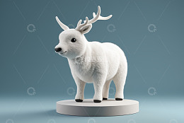 白色驯鹿3D模型展示