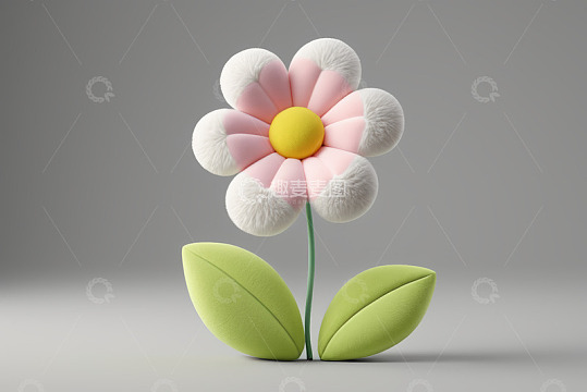 粉色毛绒花朵装饰摆件