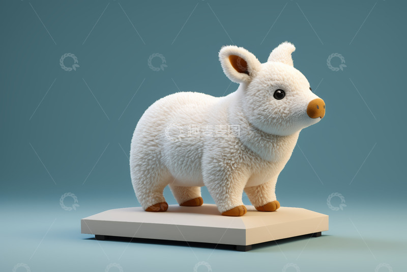 高清大图下载【趣麦麦图】白色毛绒质感小猪模型
