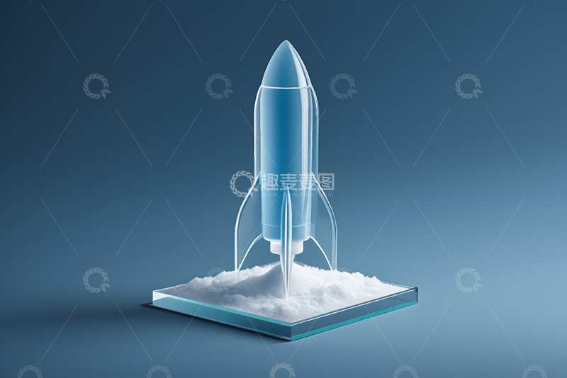 高清大图下载【趣麦麦图】蓝色火箭模型展示