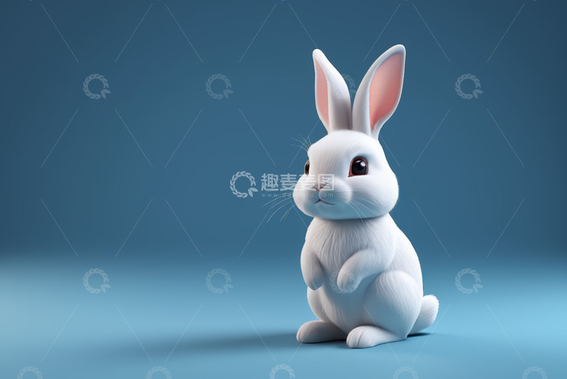 高清大图下载【趣麦麦图】白色兔子3D形象