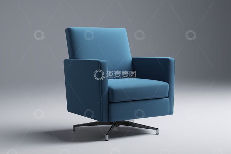 高清大图下载【趣麦麦图】蓝色现代舒适单人休闲椅