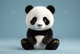 可爱坐姿3D熊猫形象