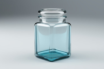 透明方形玻璃罐特写