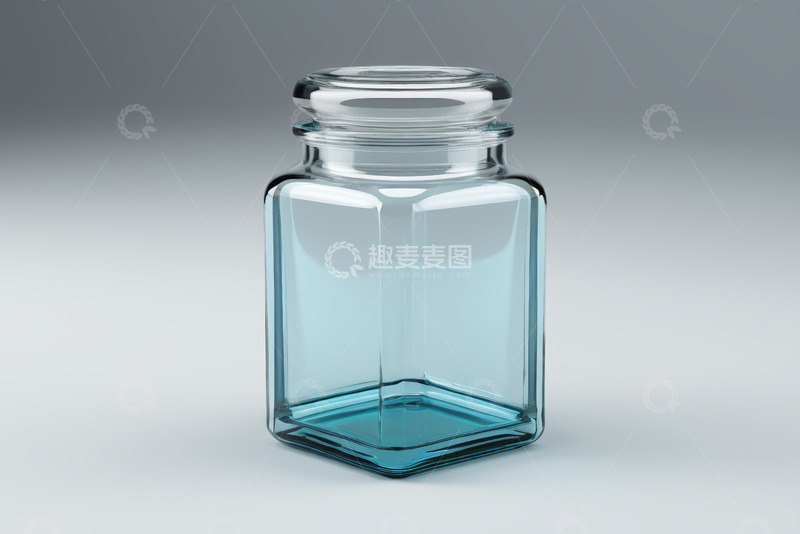 高清大图下载【趣麦麦图】透明方形玻璃罐特写