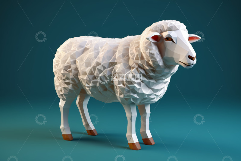 高清大图下载【趣麦麦图】低多边形风格绵羊模型