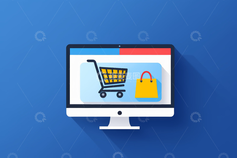 高清大图下载【趣麦麦图】电脑屏幕上的购物图标