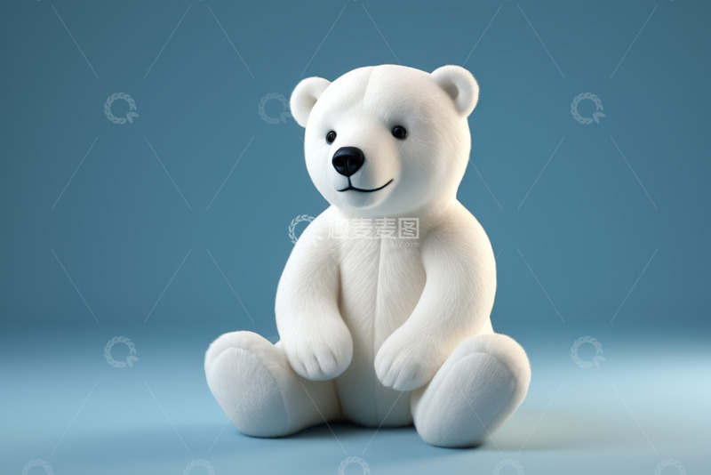 高清大图下载【趣麦麦图】白色小熊玩偶坐姿展示