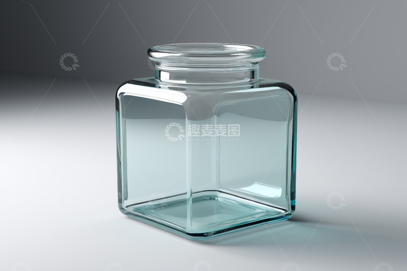 高清大图下载【趣麦麦图】透明方形玻璃罐静物素材