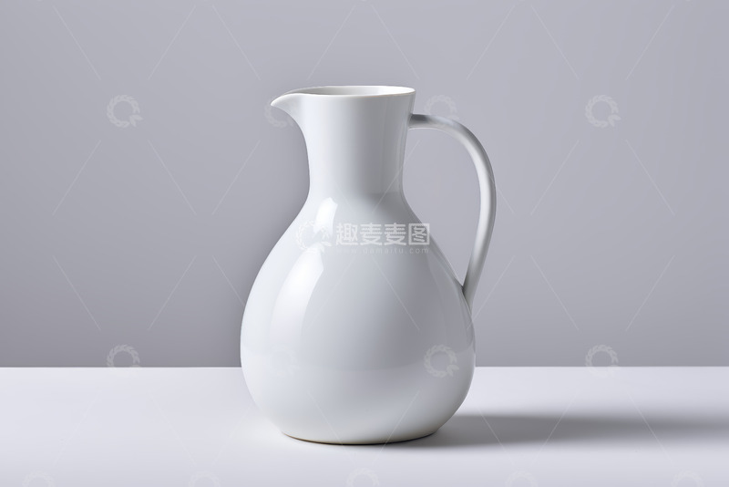 高清大图下载【趣麦麦图】白色陶瓷水壶静物特写