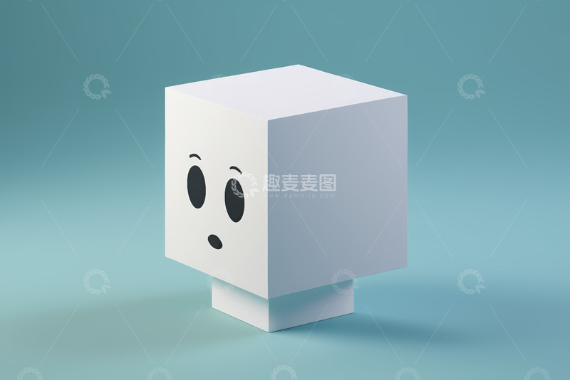 高清大图下载【趣麦麦图】带表情的白色立方体