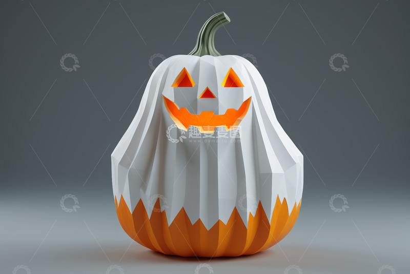 高清大图下载【趣麦麦图】万圣节折纸风格南瓜灯