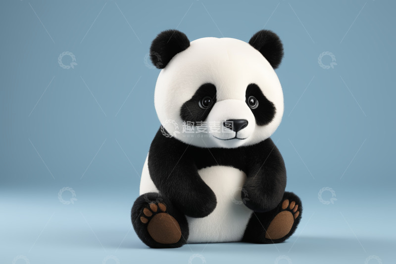 高清大图下载【趣麦麦图】可爱卡通熊猫坐立形象
