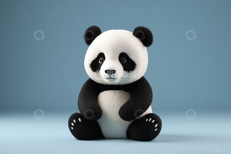 高清大图下载【趣麦麦图】坐姿卡通熊猫形象素材