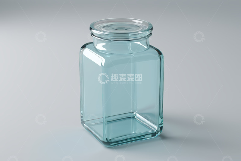 高清大图下载【趣麦麦图】透明方形玻璃罐静物素材
