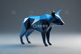 蓝色多边形风格动物模型