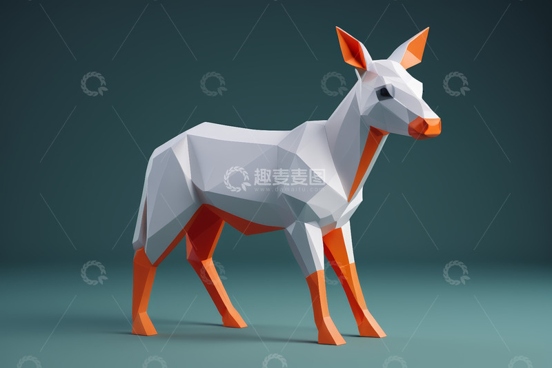 高清大图下载【趣麦麦图】低多边形风格站立动物模型
