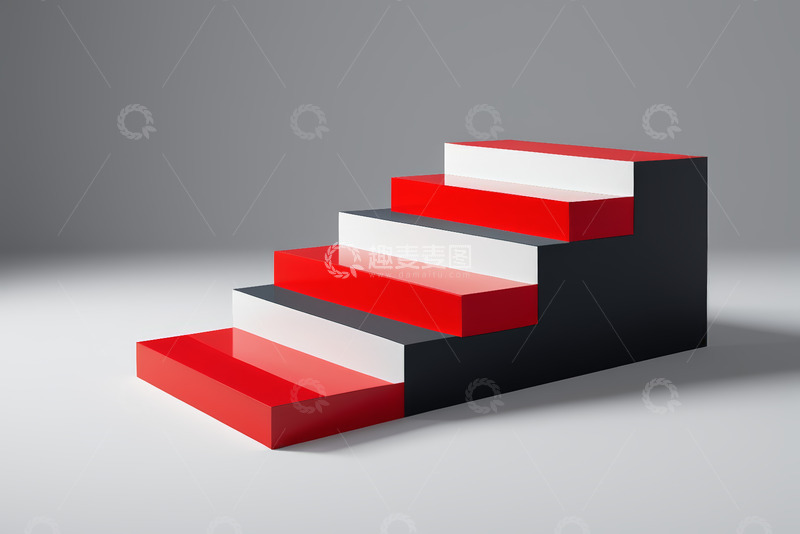 高清大图下载【趣麦麦图】红黑白三色阶梯设计素材