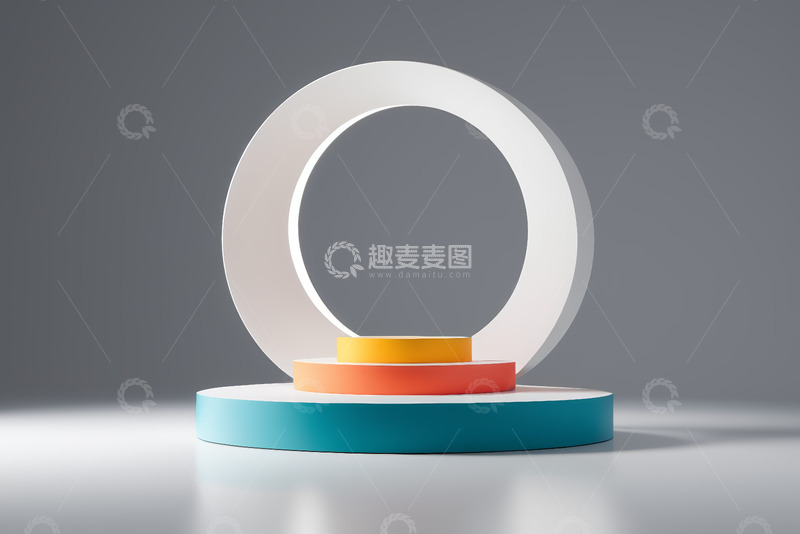 高清大图下载【趣麦麦图】现代圆形立体产品展示台