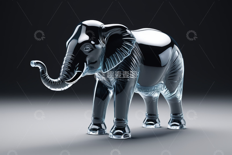 高清大图下载【趣麦麦图】透明水晶质感大象摆件