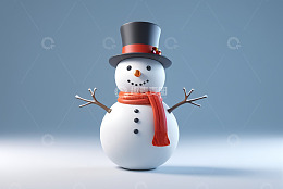 戴着围巾礼帽的3D雪人