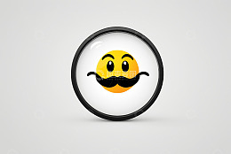 带小胡子的笑脸图标