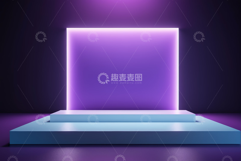 高清大图下载【趣麦麦图】紫色发光背景下的展示平台