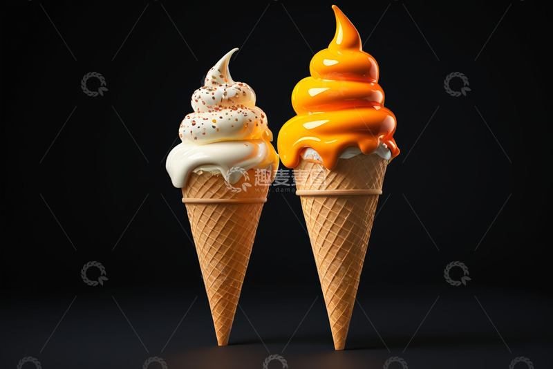 高清大图下载【趣麦麦图】双色甜筒冰淇淋特写