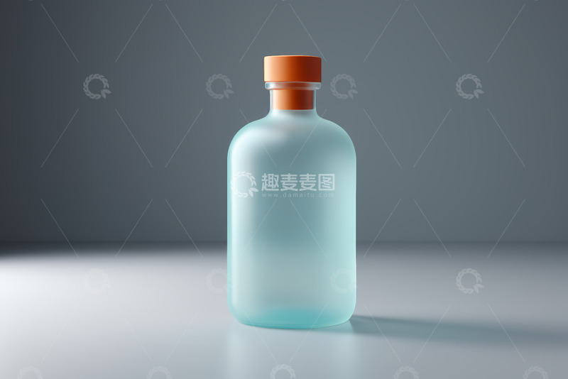 高清大图下载【趣麦麦图】蓝色玻璃瓶带橙色瓶盖