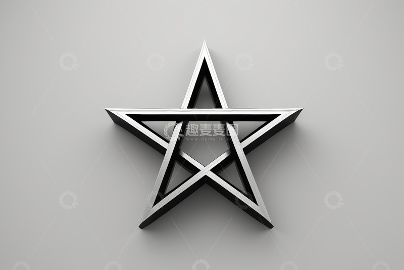 高清大图下载【趣麦麦图】立体五角星金属质感图形