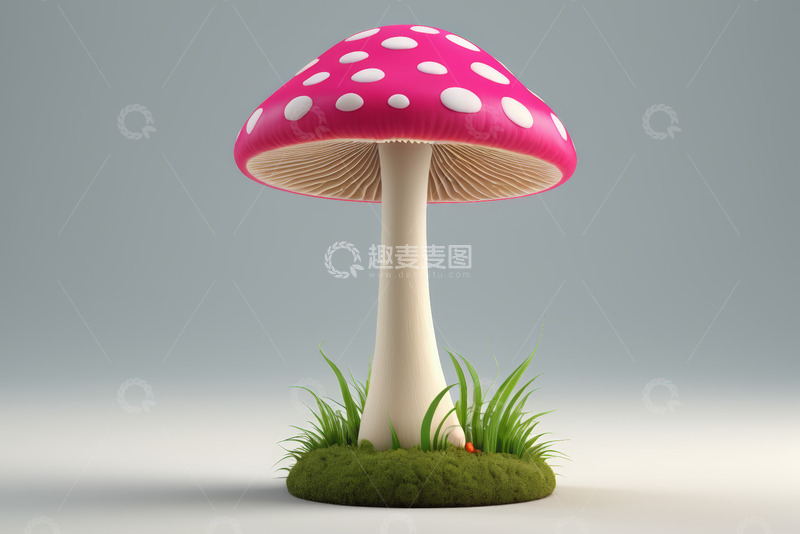 高清大图下载【趣麦麦图】粉色斑点蘑菇微距素材