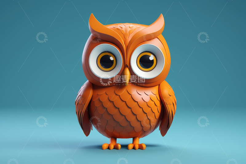 高清大图下载【趣麦麦图】橙色卡通猫头鹰形象