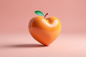 心形橙色桃子3D素材